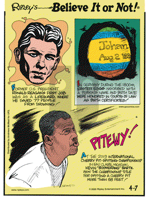 Ripley's Believe It or Not on Tuesday April 7, 2020 Comic Strip