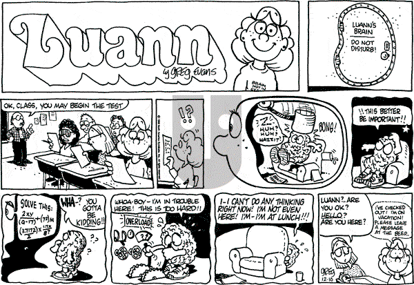 Luann - Sunday December 10, 1989 Comic Strip