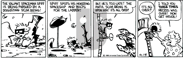 Calvin and Hobbes - Tuesday April 15, 1986 Comic Strip