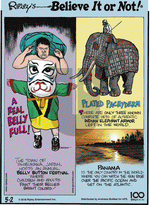 Ripley's Believe It or Not on Thursday May 2, 2019 Comic Strip