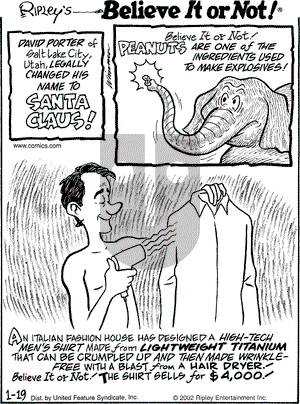 Ripley's Believe It or Not on Saturday January 19, 2002 Comic Strip