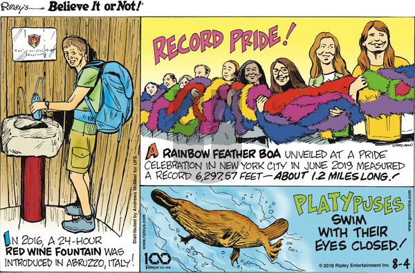 Ripley's Believe It or Not on Sunday August 4, 2019 Comic Strip