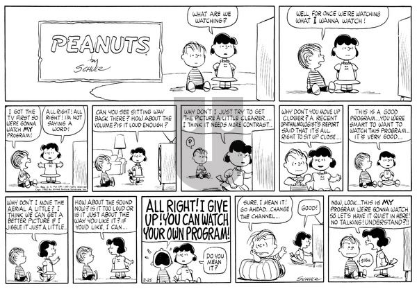 Peanuts on Sunday February 25, 1962 Comic Strip