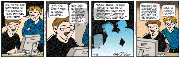 Doonesbury on Monday April 16, 2007 Comic Strip