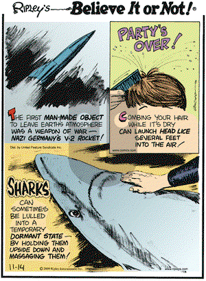 Ripley's Believe It or Not on Saturday November 14, 2009 Comic Strip