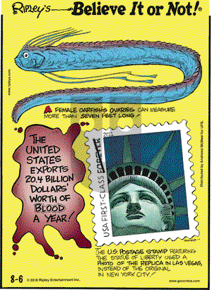 Ripley's Believe It or Not on Monday August 6, 2018 Comic Strip