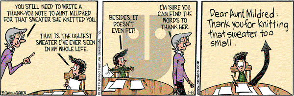 Grand Avenue on Saturday January 8, 2011 Comic Strip