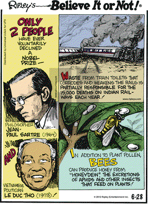 Ripley's Believe It or Not on Thursday June 28, 2012 Comic Strip