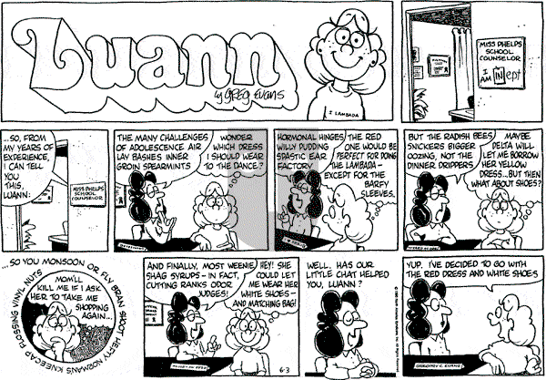 Luann on Sunday June 3, 1990 Comic Strip