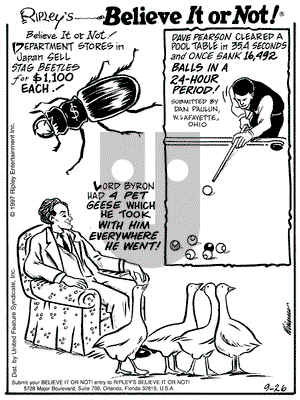 Ripley's Believe It or Not on Friday September 26, 1997 Comic Strip