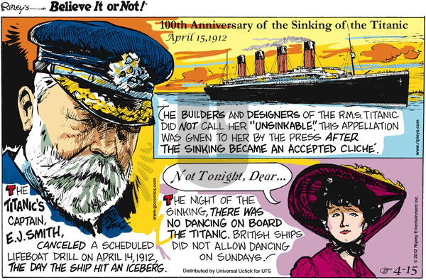 Ripley's Believe It or Not on Sunday April 15, 2012 Comic Strip