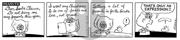 Peanuts - Monday December 17, 1973 Comic Strip