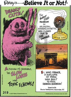 Ripley's Believe It or Not on Friday February 19, 2016 Comic Strip