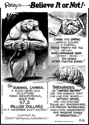 Ripley's Believe It or Not on Wednesday March 26, 2008 Comic Strip