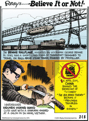Ripley's Believe It or Not on Wednesday February 18, 2015 Comic Strip