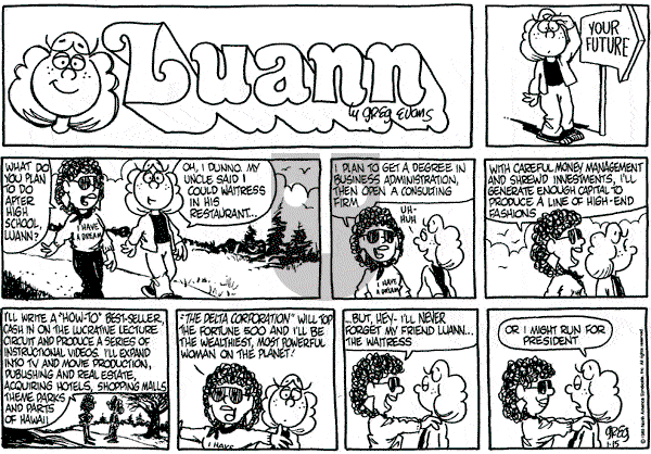 Luann on Sunday January 15, 1989 Comic Strip