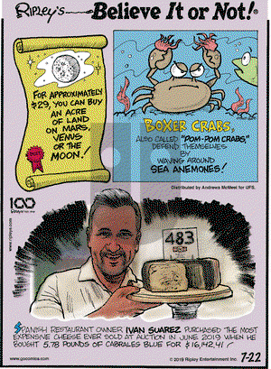 Ripley's Believe It or Not on Monday July 22, 2019 Comic Strip