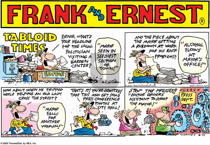 Frank and Ernest on Sunday June 15, 2003 Comic Strip