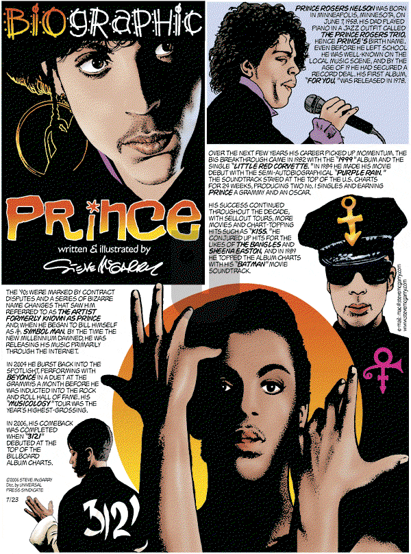 Biographic on Sunday July 23, 2006 Comic Strip