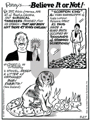 Ripley's Believe It or Not on Saturday September 27, 1997 Comic Strip