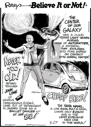 Ripley's Believe It or Not on Thursday March 27, 2008 Comic Strip