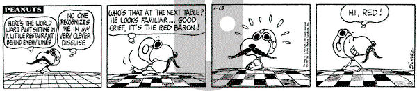 Peanuts on Friday January 13, 1967 Comic Strip