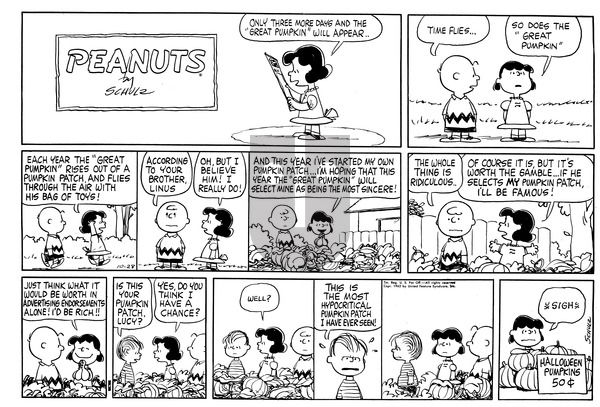 Peanuts on Sunday October 28, 1962 Comic Strip