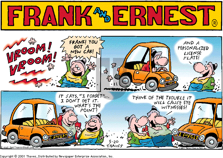Frank and Ernest on Sunday May 20, 2001 Comic Strip