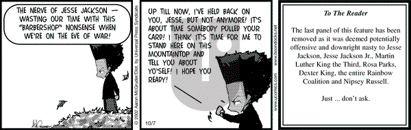 The Boondocks on Monday October 7, 2002 Comic Strip