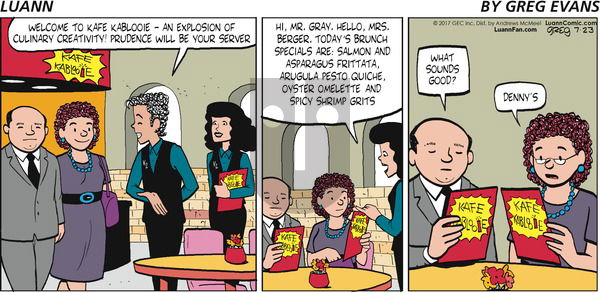 Luann on Sunday July 23, 2017 Comic Strip