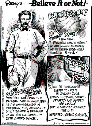 Ripley's Believe It or Not on Monday March 14, 2005 Comic Strip