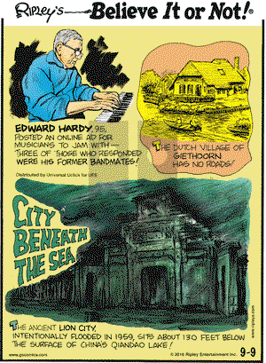 Ripley's Believe It or Not on Friday September 9, 2016 Comic Strip