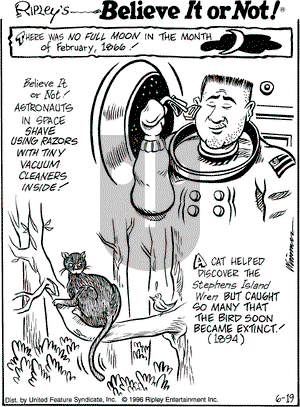 Ripley's Believe It or Not on Wednesday June 19, 1996 Comic Strip