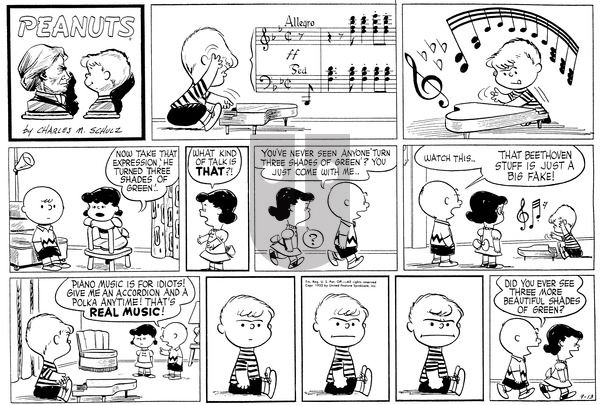 Peanuts on Sunday September 13, 1953 Comic Strip