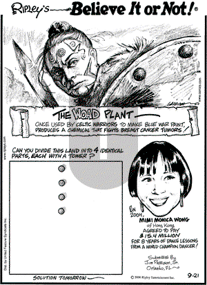 Ripley's Believe It or Not on Thursday September 21, 2006 Comic Strip