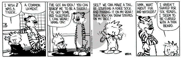Calvin and Hobbes on Wednesday March 9, 1988 Comic Strip