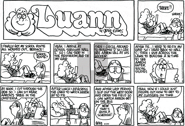 Luann on Sunday April 27, 1986 Comic Strip