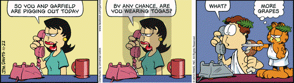 Garfield on Thursday November 22, 2012 Comic Strip