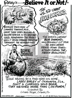 Ripley's Believe It or Not on Friday April 1, 2005 Comic Strip