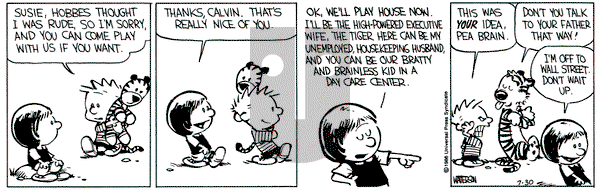 Calvin and Hobbes on Wednesday July 30, 1986 Comic Strip