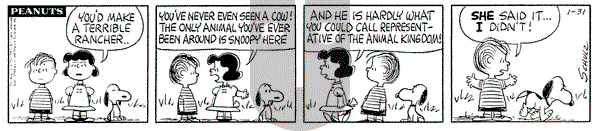 Peanuts - Thursday January 31, 1963 Comic Strip