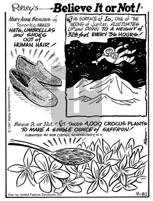 Ripley's Believe It or Not on Tuesday September 30, 1997 Comic Strip