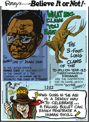 Ripley's Believe It or Not on Thursday December 22, 2011 Comic Strip