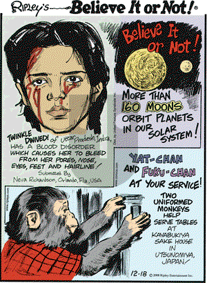 Ripley's Believe It or Not on Thursday December 18, 2008 Comic Strip