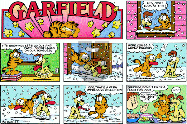 Garfield on Sunday February 3, 1985 Comic Strip