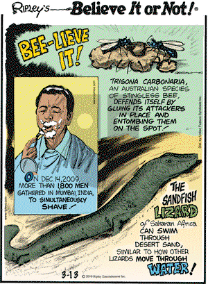 Ripley's Believe It or Not on Saturday March 13, 2010 Comic Strip