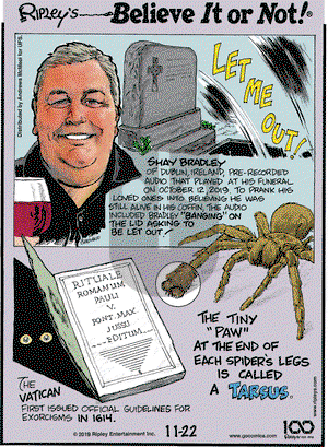 Ripley's Believe It or Not on Friday November 22, 2019 Comic Strip