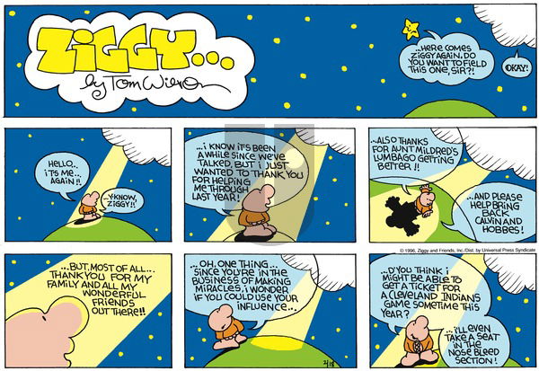 Ziggy on Sunday February 18, 1996 Comic Strip