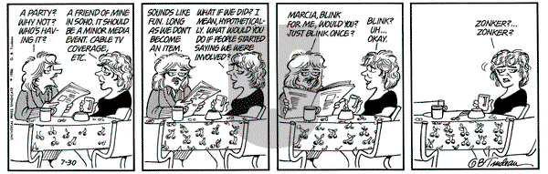 Doonesbury on Wednesday July 30, 1986 Comic Strip