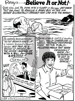 Ripley's Believe It or Not on Friday January 25, 2002 Comic Strip